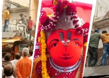 रस्ता रुंदीकरणासाठी मंदिर हटवलं पण ‘खडे हनुमान’ इंचभरही हलले नाहीत ! मूर्ती हलवताना तंत्रज्ञानही ठरलं अपयशी