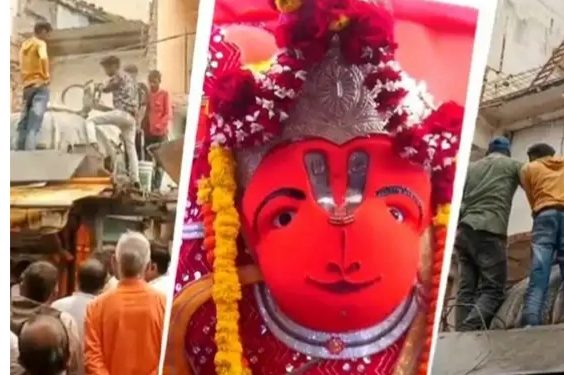 रस्ता रुंदीकरणासाठी मंदिर हटवलं पण ‘खडे हनुमान’ इंचभरही हलले नाहीत ! मूर्ती हलवताना तंत्रज्ञानही ठरलं अपयशी