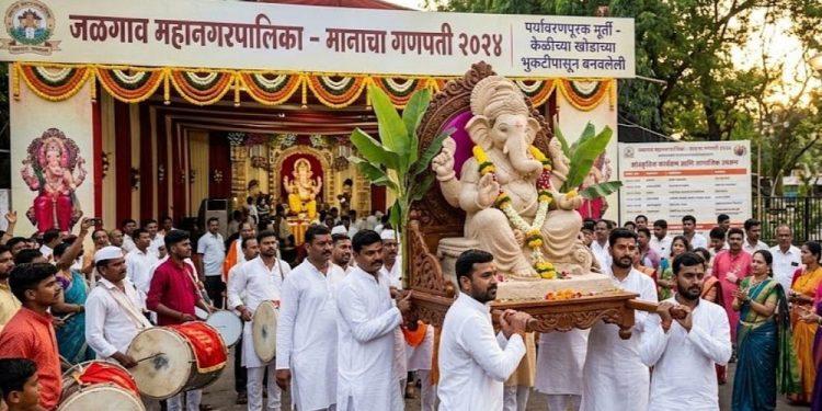 मनपाचा मानाचा गणपती : महापौरांच्या हस्ते विधिवत पूजा करून श्रीगणेशाची प्राणप्रतिष्ठा